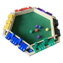 Players Shut The Box Dice Game, Wooden Board Table Math Game with 6 Dice for Kids & Adults, Picnic, Home, Party or Pub