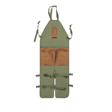 (Military green with brown pocket) Gardening Trim Multi-Pocket-Oxford-Stoff-Farbblock-verlängerte Garten-Leggings-Schürze