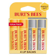 Burt's Bees Lip Balm Beeswax and Ultra Conditioning Lip Balm Pack, Hydrating Lip Moisturizer with Kokum and Shea Butter, 4 Tubes, 0.15oz. (Variety)