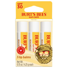 Burt's Bees SPF 30 Lip Balm, Beaches and Cream, Water-Resistant Sun Care, Nano-Free Zinc Oxide Formula, 3 Tubes, 0.15 oz. (Beaches & Cream)