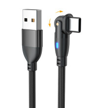 2er-Pack USB auf Typ-C 180 drehbares Ladekabel - Schnellladen & Datenübertragung Black 3 m