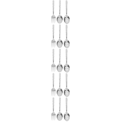 5Sets Stainless Steel Tableware Set Silver Kitchen Utensils Spoon Fork