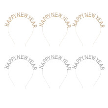 6Pcs Multi Color Alloy Letter Headbands with Rhinestones for New Year