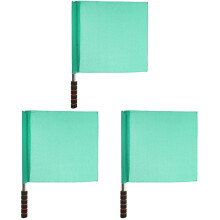 3Pcs Hand Waving Referee Flags Green Cloth Traffic and Racing Use