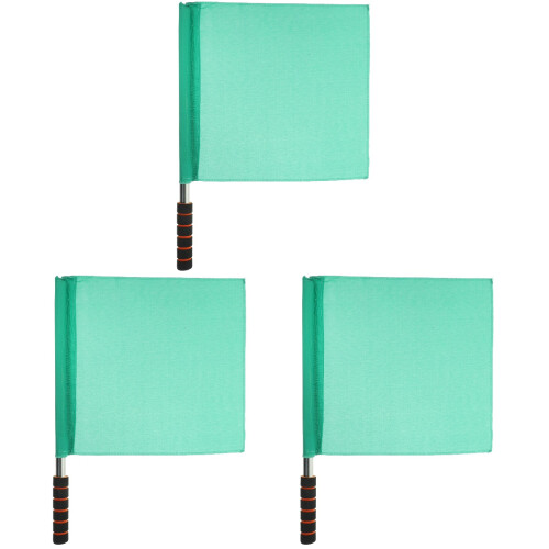 3Pcs Hand Waving Referee Flags Green Cloth Traffic and Racing Use
