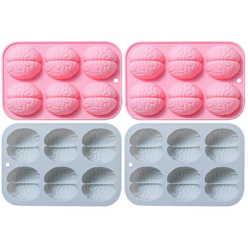 4Pcs Silicone Brain Mold for Baking Chocolate Candy Assorted Colors