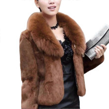 (M, Khaki) Women's Faux Fox Fur Coat Jacket Thick Warm Faux Fur Ouear With Pockets For Daily Life Clubwear