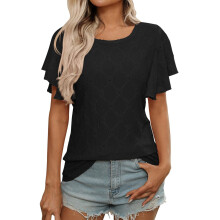 Womens Summer Fashion Palace Lock Ruffle Sleeve-Black XL