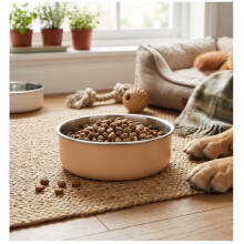 Futternapf und Wassernapf - EDEN - Yums - Edelstahl 870 ml - beige - rutschfester Boden
