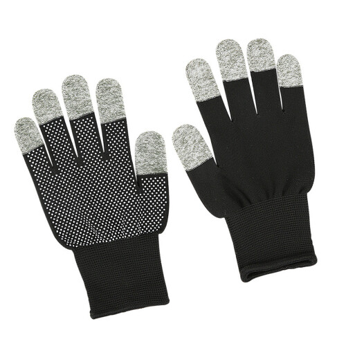 1 Pair Extended Wrist Touch Screens Gloves with Grip-Black