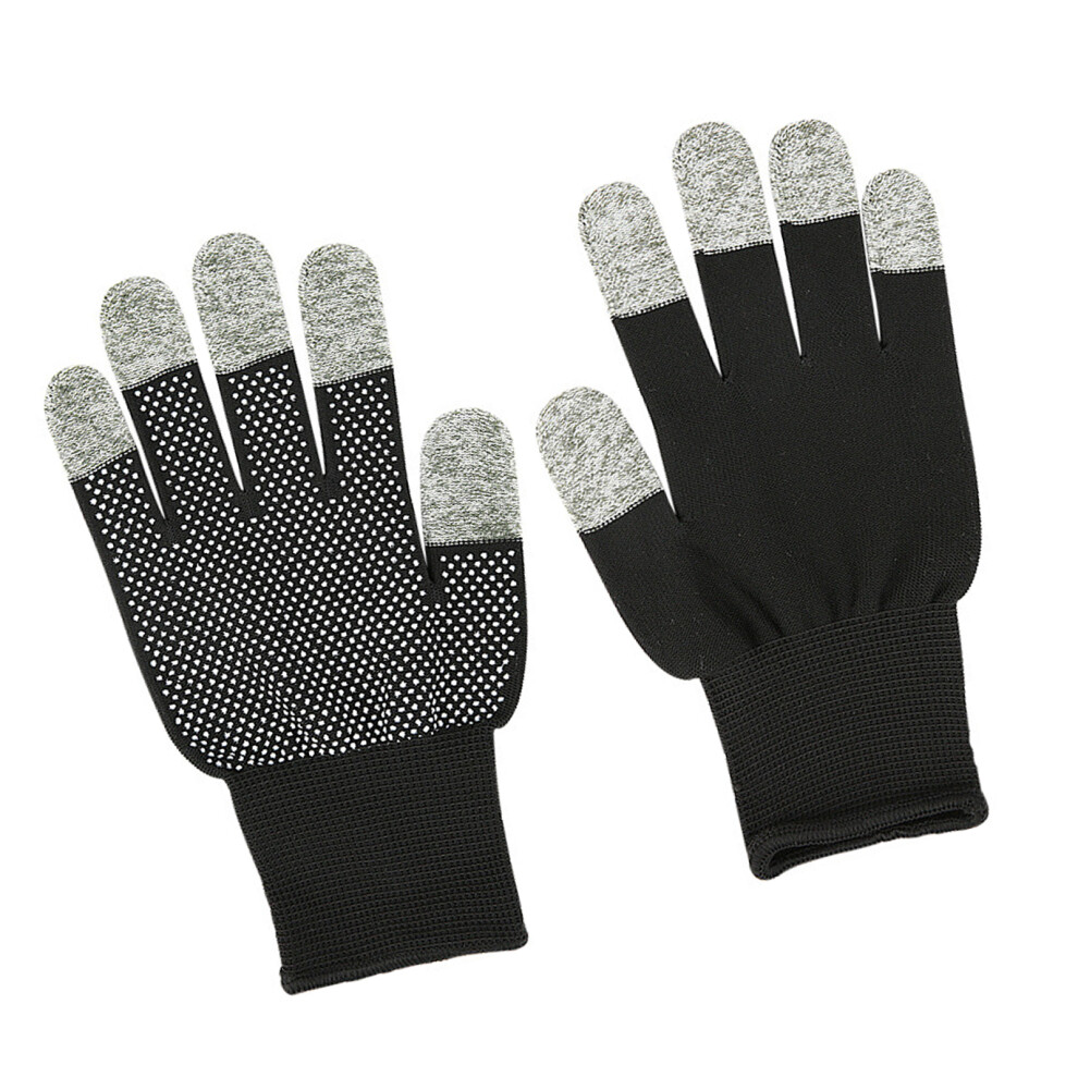 1 Pair Extended Wrist Touch Screens Gloves with Grip-Black