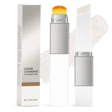 (Hellweiß) Foundation Color Changing Stick mit Bürste Feuchtigkeitsspendende und Leichte Abdeckcreme mit Pinsel Farbwechselndes Foundation Stick