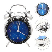 Loud Alarm Clock for Heavy Sleepers Adults,4 Inch Silent Non-ticking Quartz with Backlight,twin Bell (blue)