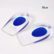 (L, Blue) Plantar Fasciitis Templates Men Women Orthopedic Insole Arch Support Height Increase Silicone Shoe Pads Shock Absorbing Inserts