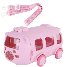 (Pink) Portable Water Cup in Bus Shape with Strap 16.9 Oz, Infinitne Water Cup 500ml