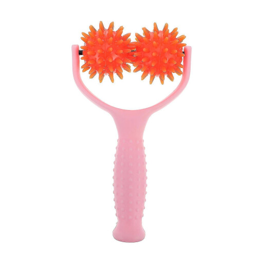 Manual Shoulder Muscle Massager Portable Massage Roller with Handle (pink)