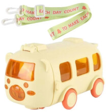 (Yellow) Portable Water Cup in Bus Shape with Strap 16.9 Oz, Infinitne Water Cup 500ml