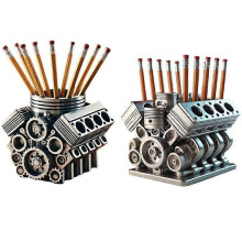 (A) Pen Holder with V8 Engine Unique Desk Organizer Pen Pencil Table trim designed