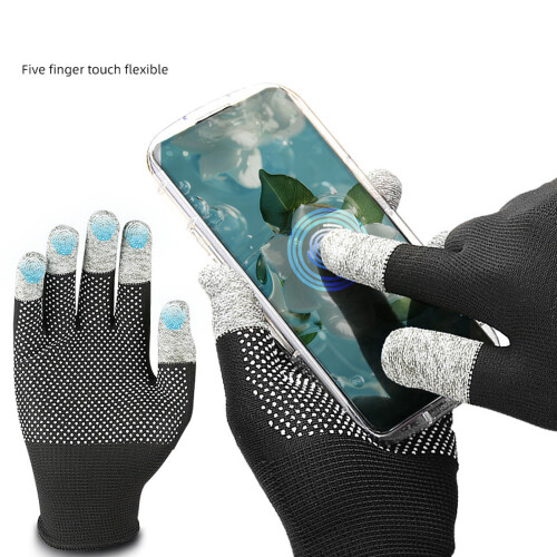 1 Pair Extended Wrist Touch Screens Gloves with Grip-Black 1