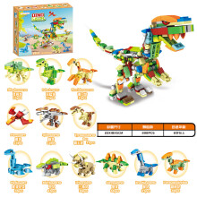 (D) Kinder-Kombination, Tyrannosaurus Rex, Insektenjunge, Dinosaurierwelt, kompatible Lego-Bausteine mit kleinen Partikeln