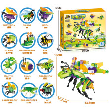 (B) Kinder-Kombination, Tyrannosaurus Rex, Insektenjunge, Dinosaurierwelt, kompatible Lego-Bausteine mit kleinen Partikeln