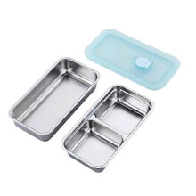 Stainless steel snack container double lattice, portable food storage for travel