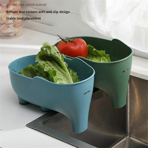 (Grey) Kitchen Elephant Drain Basket Sink Strainer Leftovers Basket Washing Basket 2