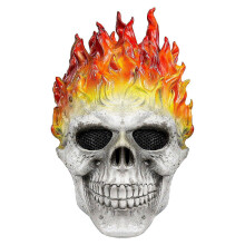 Halloween Ghost Rider Flame Skull Mask, Horror Ghost Full Face Latex Cosplay Costume Props