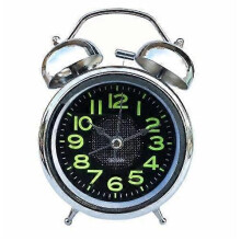 Premium 3-inch Silver Plated Metal Alarm Clock with Night Light