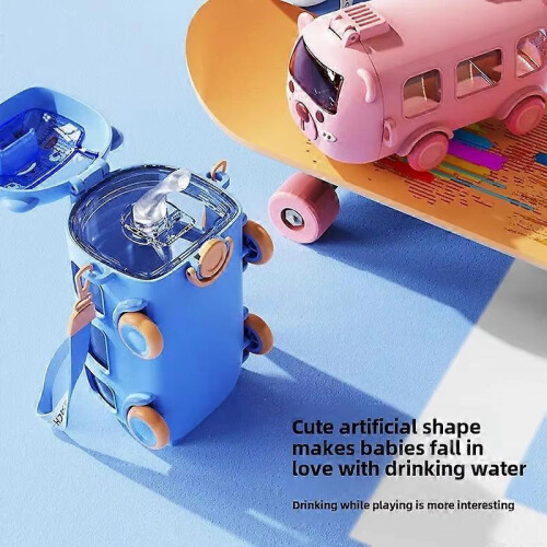 (Random Color) Portable Water Cup in Bus Shape with Strap 16.9 Oz, Infinitne Water Cup 500ml 2