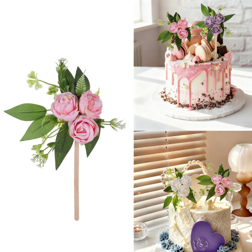 Simulation Rose Flower Cake Decoration For Event Silk-Purple 2