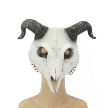 (White With Blood) Goat Antelope Mask Head Mask Halloween Party Cosplay Props