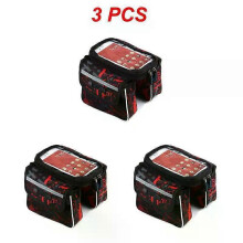 (Red 3pcs) 1~5PCS 2022 New Bicycle Bag Multicolor Top Tube Bag Touch Screen Phone Bag Mini Shockproof Saddle Bag Braided Ribbon Riding
