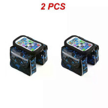 (Blue 2pcs) 1~5PCS 2022 New Bicycle Bag Multicolor Top Tube Bag Touch Screen Phone Bag Mini Shockproof Saddle Bag Braided Ribbon Riding