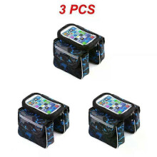(Blue 3pcs) 1~5PCS 2022 New Bicycle Bag Multicolor Top Tube Bag Touch Screen Phone Bag Mini Shockproof Saddle Bag Braided Ribbon Riding