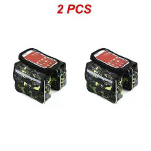 (Green 2pcs) 1~5PCS 2022 New Bicycle Bag Multicolor Top Tube Bag Touch Screen Phone Bag Mini Shockproof Saddle Bag Braided Ribbon Riding