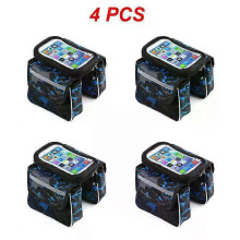 (Blue 4pcs) 1~5PCS 2022 New Bicycle Bag Multicolor Top Tube Bag Touch Screen Phone Bag Mini Shockproof Saddle Bag Braided Ribbon Riding