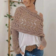 (Medium Camel) Sweater Scarf with Sleeves - Knitted Cable Wrap with Sleeves for Women Cashmere Scarf Cable Knit Hollow Out Extended Double Sleeve