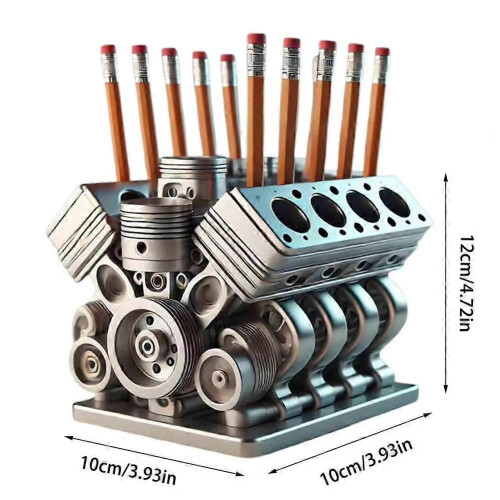 (B) Pen Holder with V8 Engine Unique Desk Organizer Pen Pencil Table trim designed 1