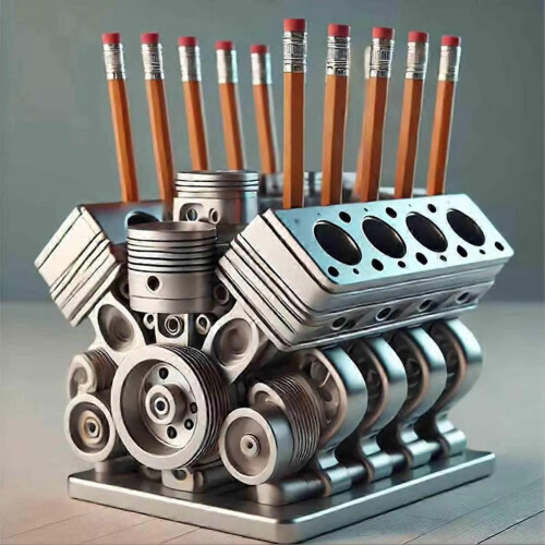 (B) Pen Holder with V8 Engine Unique Desk Organizer Pen Pencil Table trim designed 2