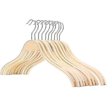 10 Pack Wooden Clothes Hangers, Natural Wood Coat Hangers with Non-slip Stripes, 360 Degree Rotatory Hook