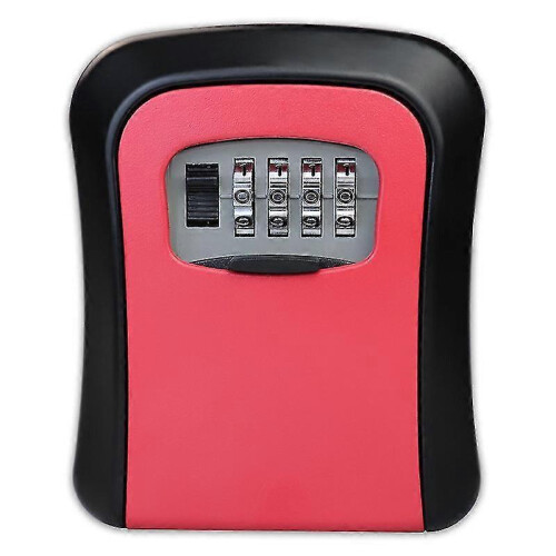 Key Storage Lock Box, 4-digit Combination Lock Box, Wall Mounted Lock Boxcode(1 Set, Red)