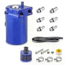 (Blue) 300ml Baffled Aluminum Oil Catch Can Reservoir for Tank / Oil for Tank with Filt,zxl