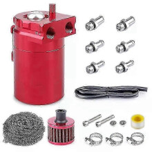 (Red) 300ml Baffled Aluminum Oil Catch Can Reservoir for Tank / Oil for Tank with Filt,zxl