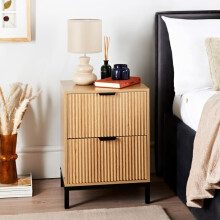 Oak finish Arlo 2 Drawer Bedside Tablewerhome