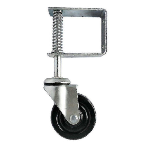4 "Heavy Duty Rubber Mute Spring Door Wheel Caster Spring Door Roller Slider (Silver)