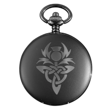 (Thistle) Art Pewter Matte Black Scottish Pocket Watches