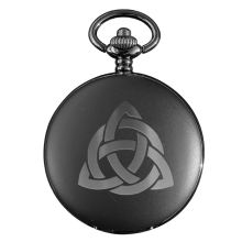 (Single Celtic Knot) Art Pewter Matte Black Scottish Pocket Watches