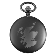(Scotland Map) Art Pewter Matte Black Scottish Pocket Watches