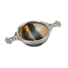 Pewter And Horn Celtic Design Quaich Bowl